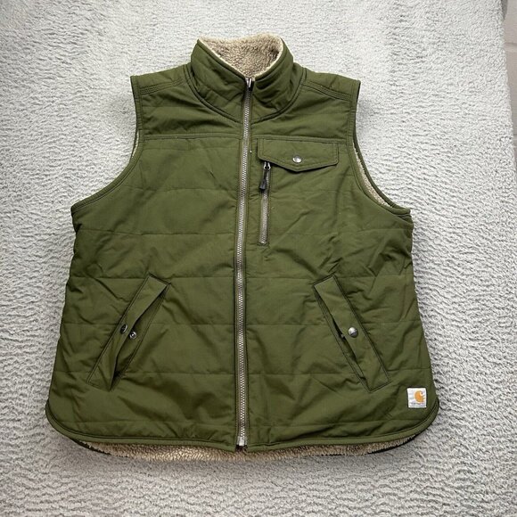 Carhartt Jackets & Blazers - Carhartt Reversible Utility Vest Sherpa Lined Full Zip Pocket Womens Size Medium